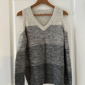 Rebecca Minkoff V-Neck Sweater in Gray and Cream